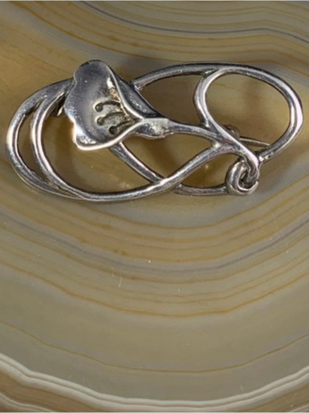 Vintage Sterling Silver Calla Lily Art Nouveau Style Brooch - Women's Jewelry